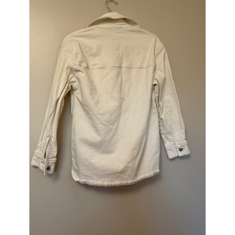 Abercrombie & Fitch Cream Denim Shirt Jacket Shacket Off-White XS - Picture 8 of 9